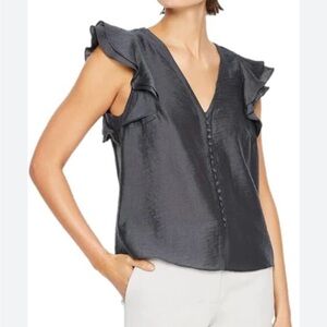 Club Monaco Ruffle Sleeve Button Top - Size XL